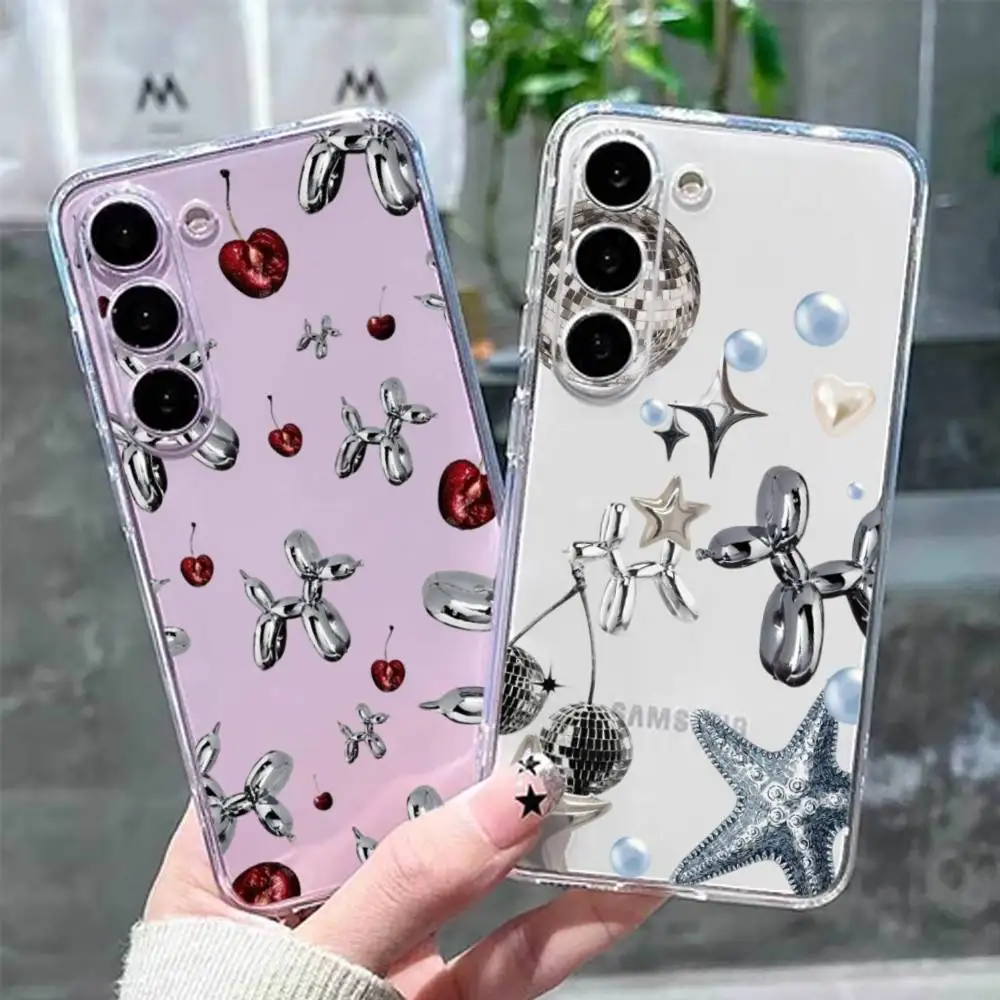 

Silver sticker Phone Case Transparent Silicone Soft For Samsung GalaxyA10,12,13,20,21s,22,31,32,52,71,72,73
