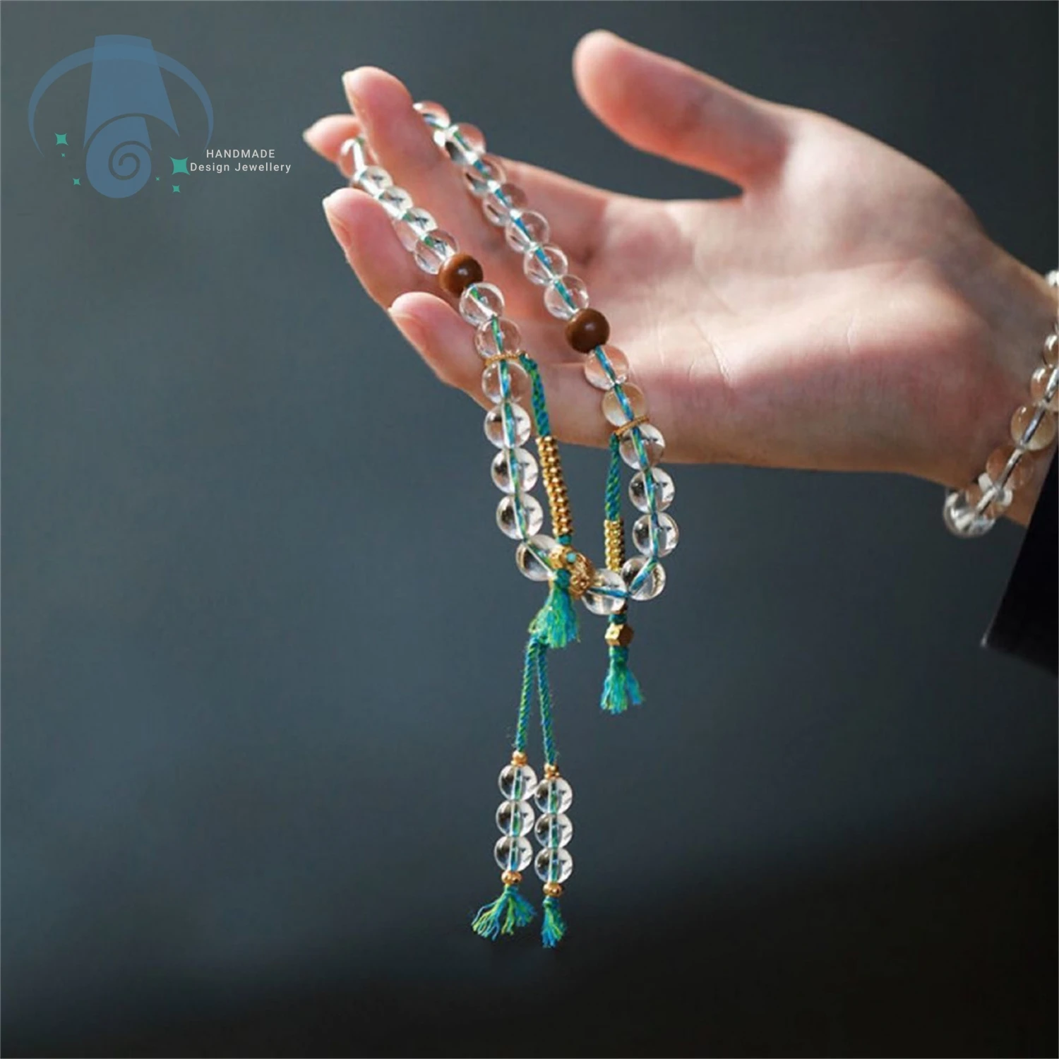 

Элегантный полупрозрачный браслет из бисера с кристаллами, новый китайский стиль, дзен, буддийская мала, ручные четки для женщин, целебный кристалл