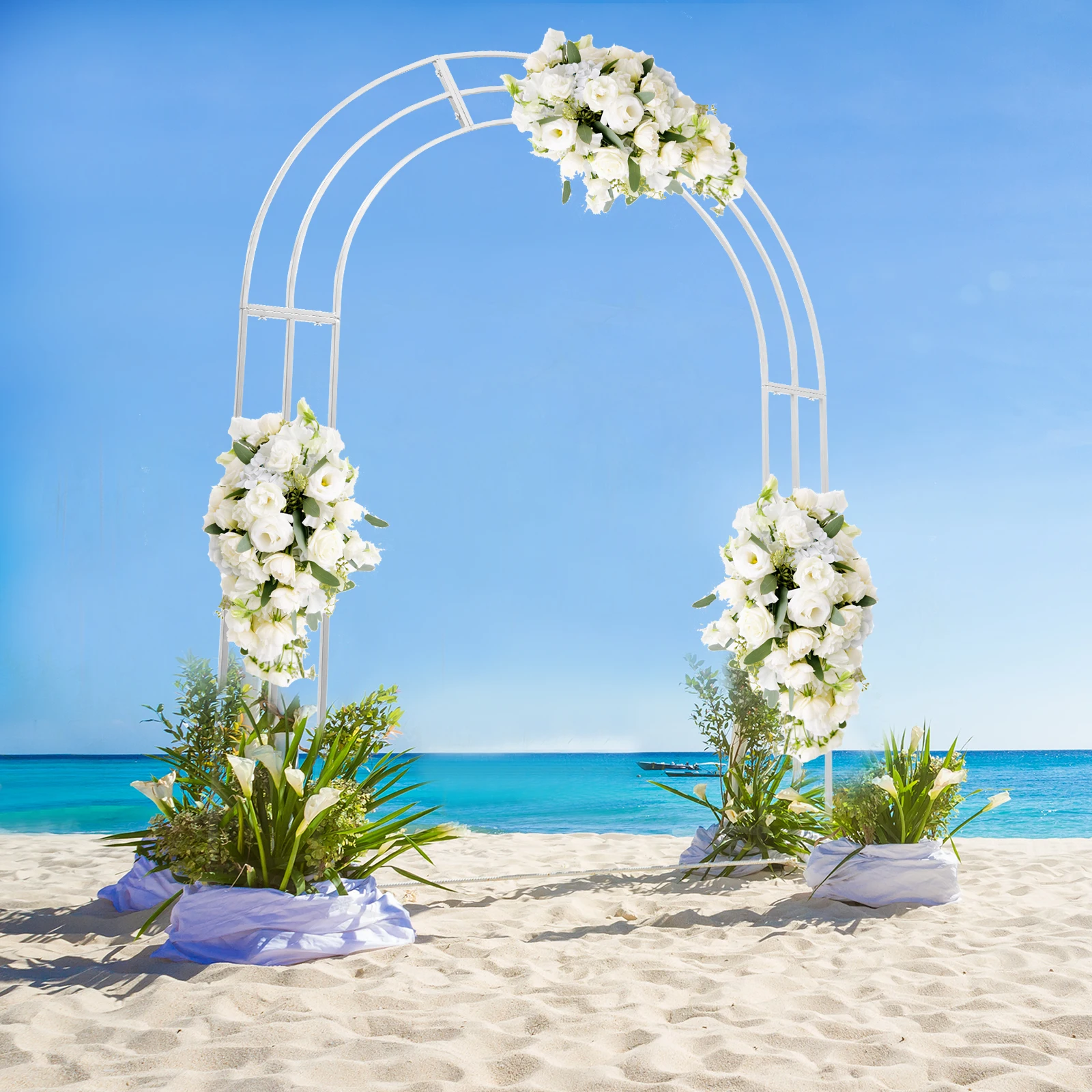 

8.53Ft Heavy Duty Backdrop Balloon Archway Decoration Stand with Sturdy Base - Indoor Outdoor Party Ceremony Arches Frame White