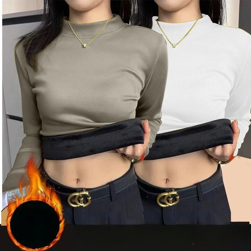 Damen-Pullover mit halbem Rollkragen, koreanische Mode, langärmeliges Oberteil, schmale Passform, Thermo-Pullover, lässiges, einfarbiges Basishemd