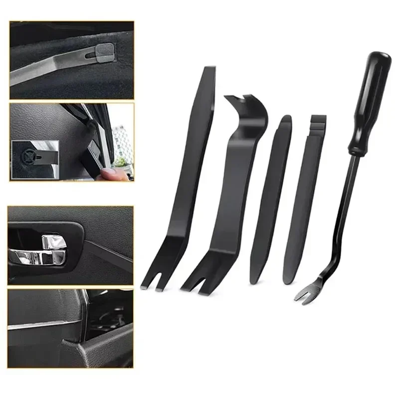 New 1/5Pc Car Interior Trim Removal Kit, No-Scratch Removal Pry Tools for Door Panel, Car Clip Panel & Audio Dashboard Dismantle