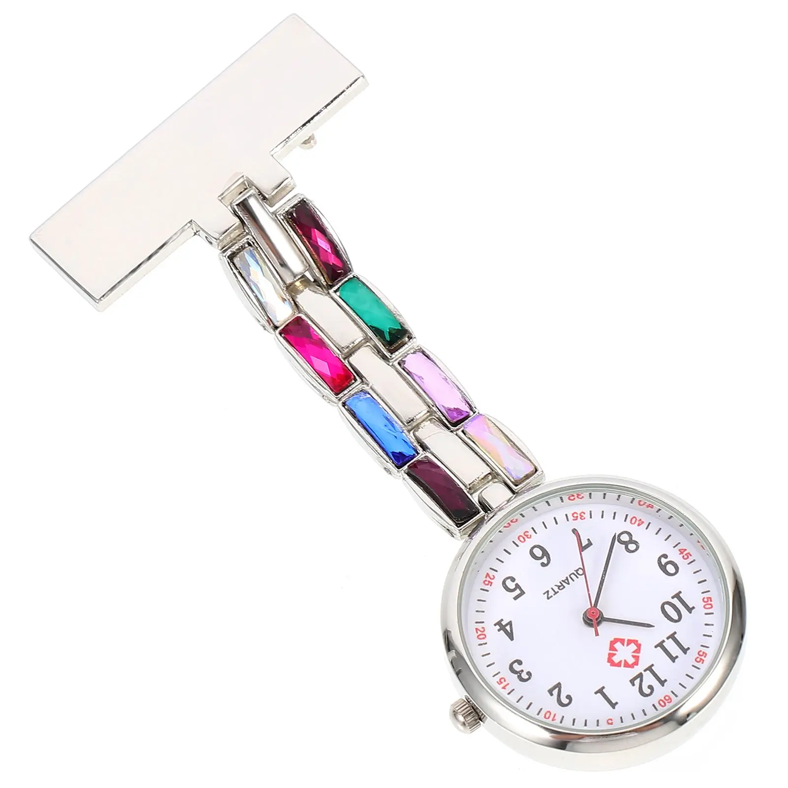 

Rhinestone Nurse Hanging Watch Pocket High Quality Chest Universal Women Men Quartz Clock Long Rectangle Student Exam Work Badge
