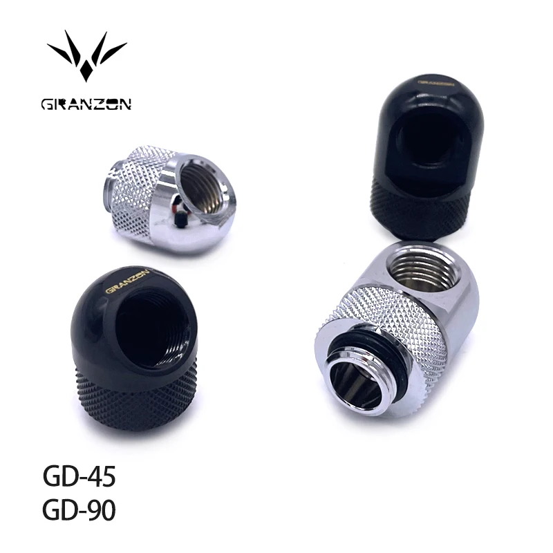 

Granzon 45 градусов/90 градусов с вращающейся сжатием G1/4 дюйма, фитинг/адаптеры водяного охлаждения, медный металлический разъем GD-45/GD-90