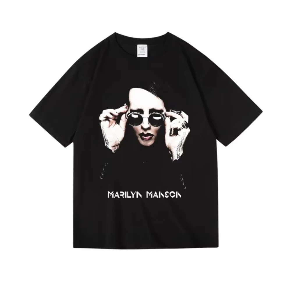 Marilyn Manson Band T-Shirt Male Summer Fashion Street Trend Short Sleeve Cotton Comfortable Loose Men's and Women's Clothing