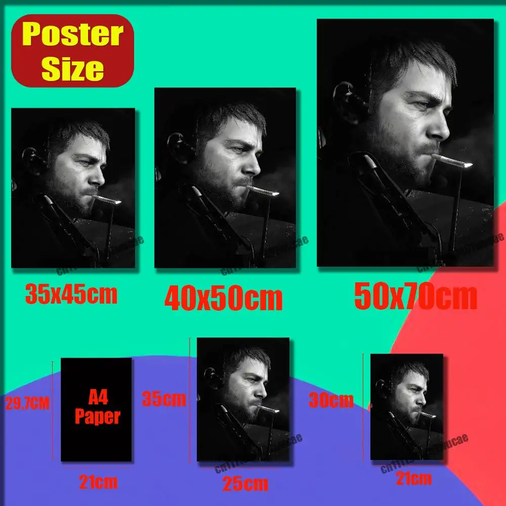For Chris Redfield Poster Wall Murals Paper Home Custom Self-adhesive Decoration Sticker Playbill Cover