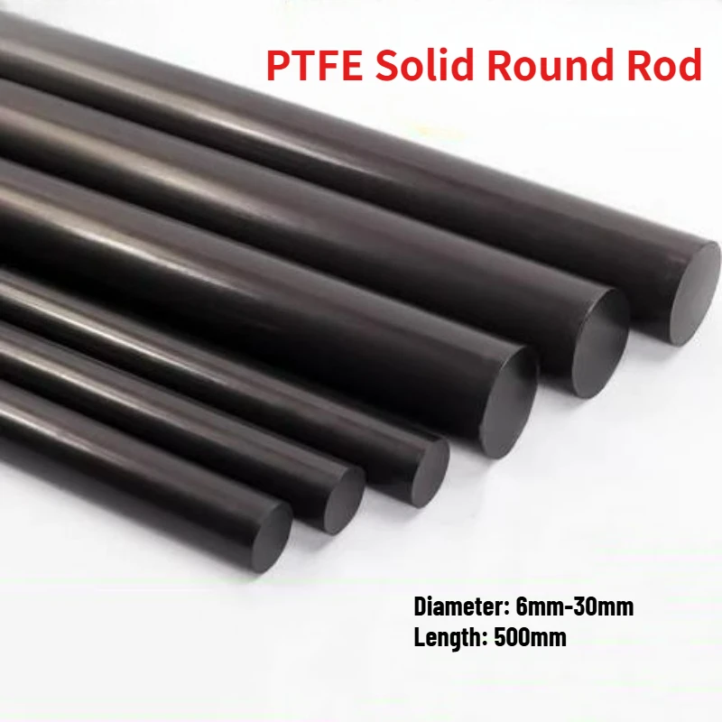 1/2/4Pcs Length 500mm PTFE Rod Black Polytetrafluoroethylene Rod Environment-friendly Non-toxic DIY Diameter 6mm-30mm