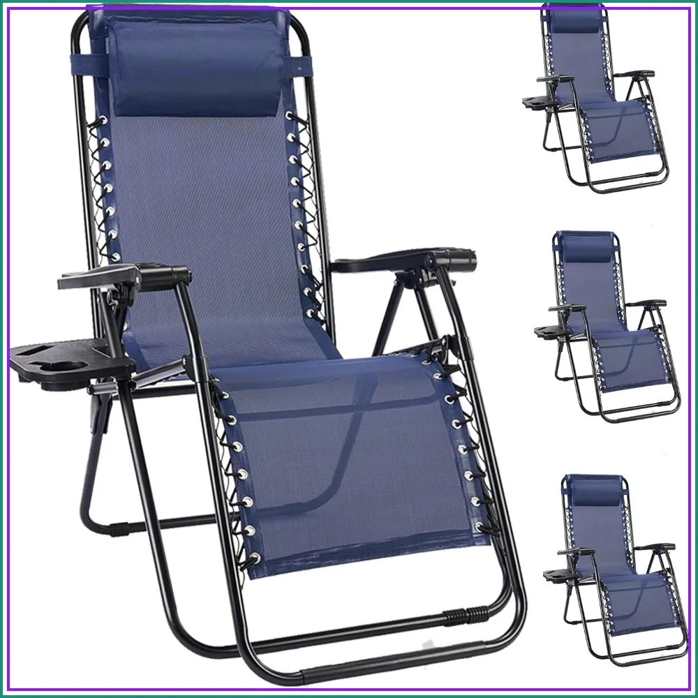 Zero Gravity Chairs Set of 4 Folding Lounge Recliner Chairs for Outdoor Patio