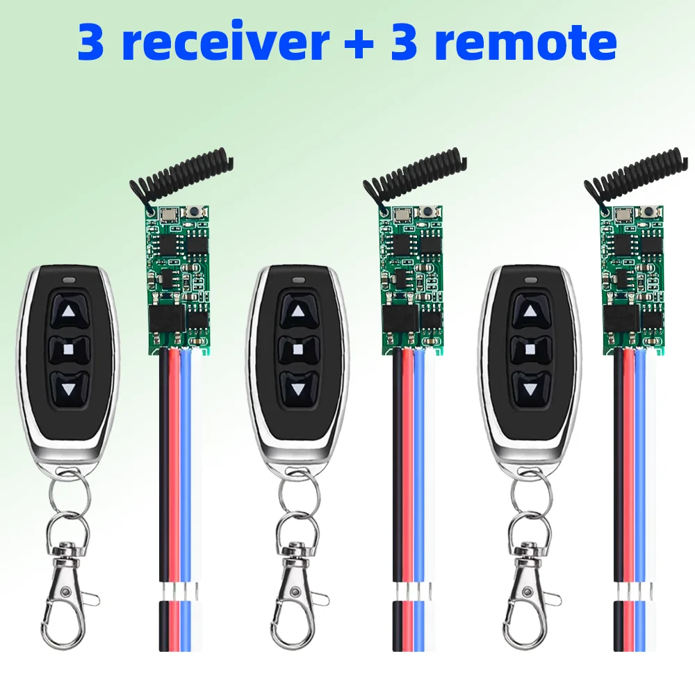 433MHz RF universal micro motor remote control switch, DC 6V/12V/18V/24V relay module, 50-meter transmitter, wireless receiver
