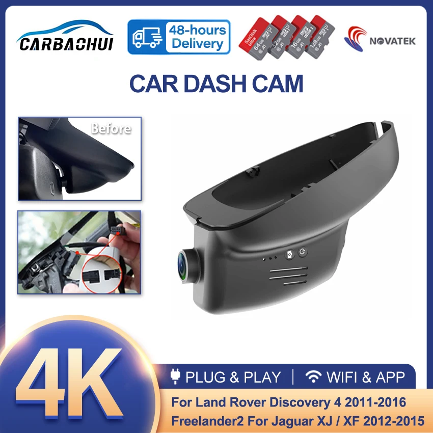 

4K 2160P Easy to install Car DVR Dash Cam Camera for Land Rover Discovery 4 2011-2016, Freelander 2 for Jaguar XF XJ 2012-2015