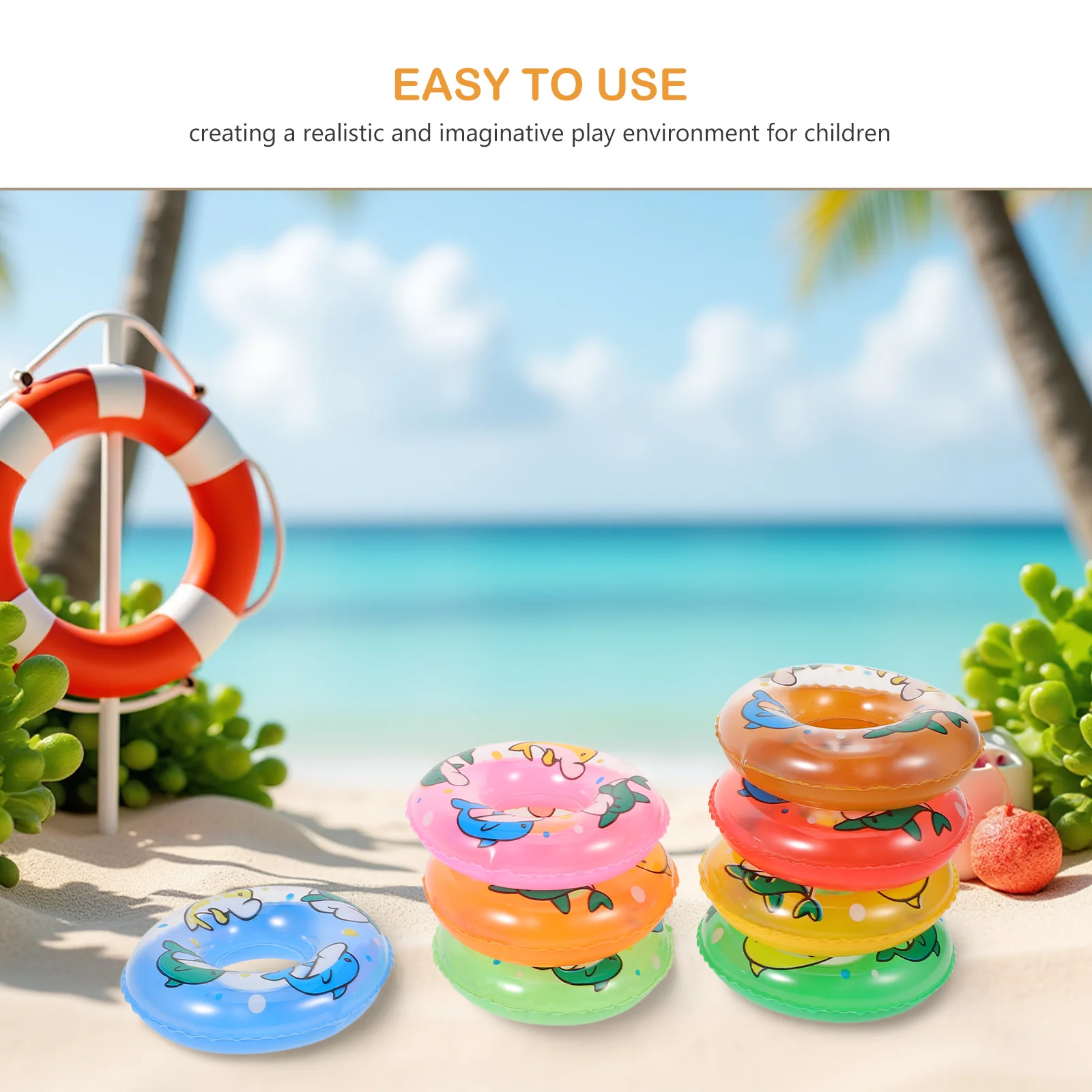 48 pçs mini anel de natação bonito golfinho design anel flutuante para crianças jogo de água praia festa decoração piscina inflável diversão