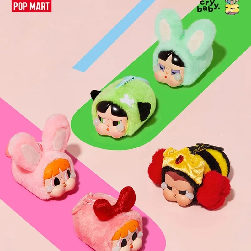 POP MART Crybaby X The Powerpuff Girls Series Plush Blind Box Toys Kawaii Doll Action Figure Toy Collectible Model Mystery Box