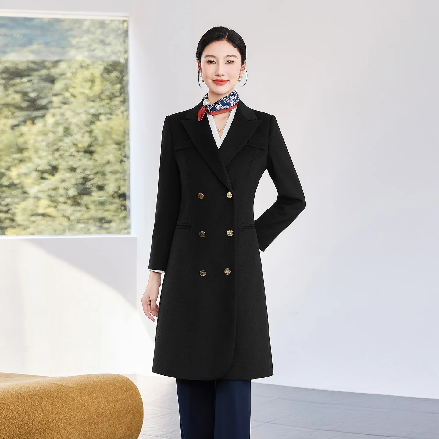 

Хит продаж: Теплые и стильные женские шерстяные пальто, деловая одежда с простым магнитным шелковым шарфом