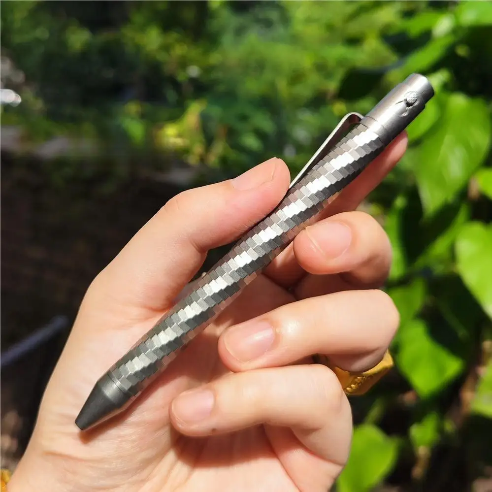 1 Pc Titanium Alloy TC4 Double Lock Ball Point Ink Pen for Office Signature Wring Pen Portable outdoor multi-purpose Pen