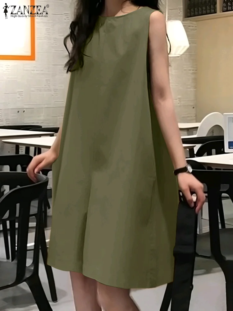 ZANZEA Casual Loose Tank Playsuit Fashion Solid Sleeveless Mini Overalls 2024 Summer Round Neck Rompers Holiday Wide Leg Shorts