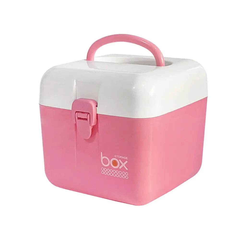 

Portable Plastic Mini Medicine Box Handheld Multifunctional Desktop Storage Box Double-layer Dustproof Box Candy