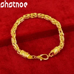 SHSTONE 18K Gold Keel Chain Hip Hop Bracelets For Woman Man Birthday Wedding Engagement Fashion Party Charm Jewelry