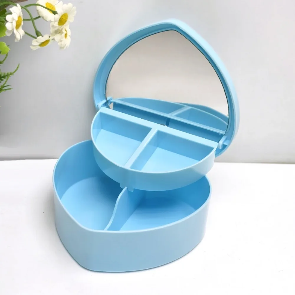 Heart Shape Jewelry Box Double Layer with Mirror
