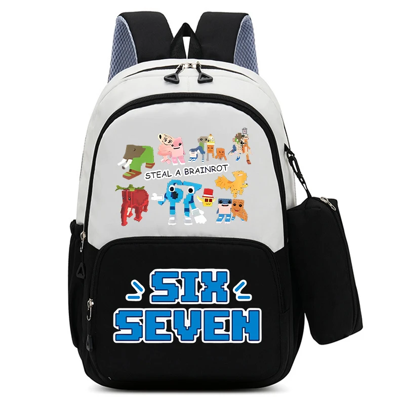 

2pcs Steal A Brainrot Large Capacity Backpack Pencil Bag Set Game Cartoons Schoolbag Pen Bag Storage Bags Boys Student Cute Gift