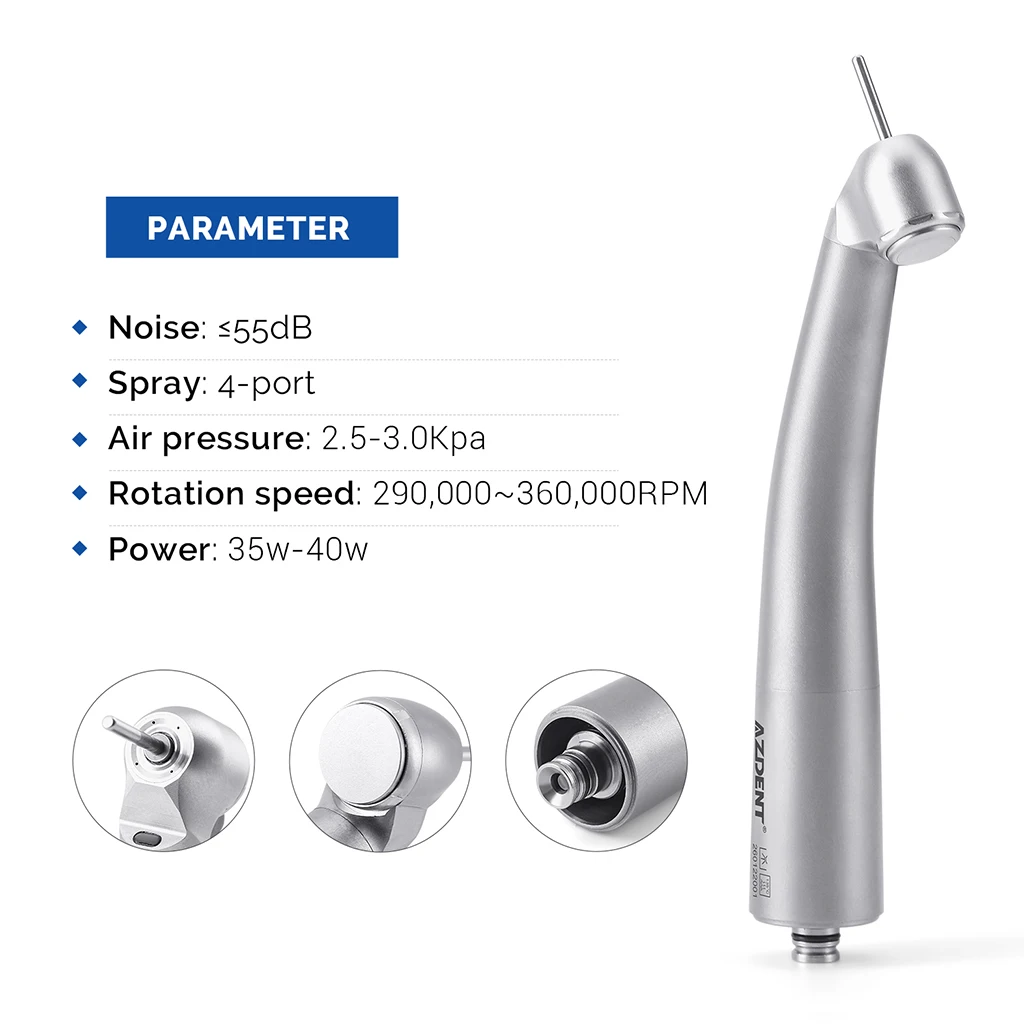 AZDENT Dental 45 ° Hochgeschwindigkeits-Handstück mit LED-Faseroptik aus Titan, passend für KAVO und NSK, mit Keramiklager und Druckknopf, Zahnmedizinisches Instrument – Detail 1