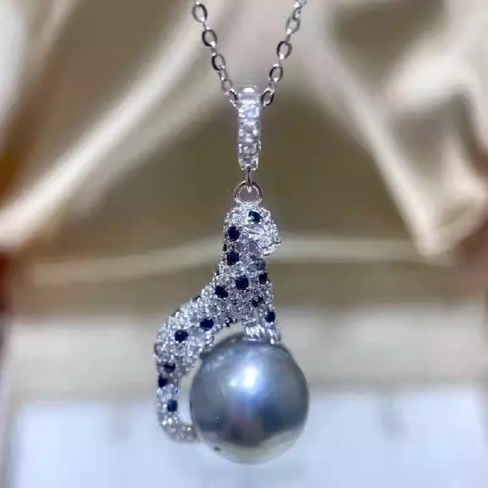 

Universal zircon pendant AAAA10-11mm natural South Sea gray pearl pendant 18 inch/925s