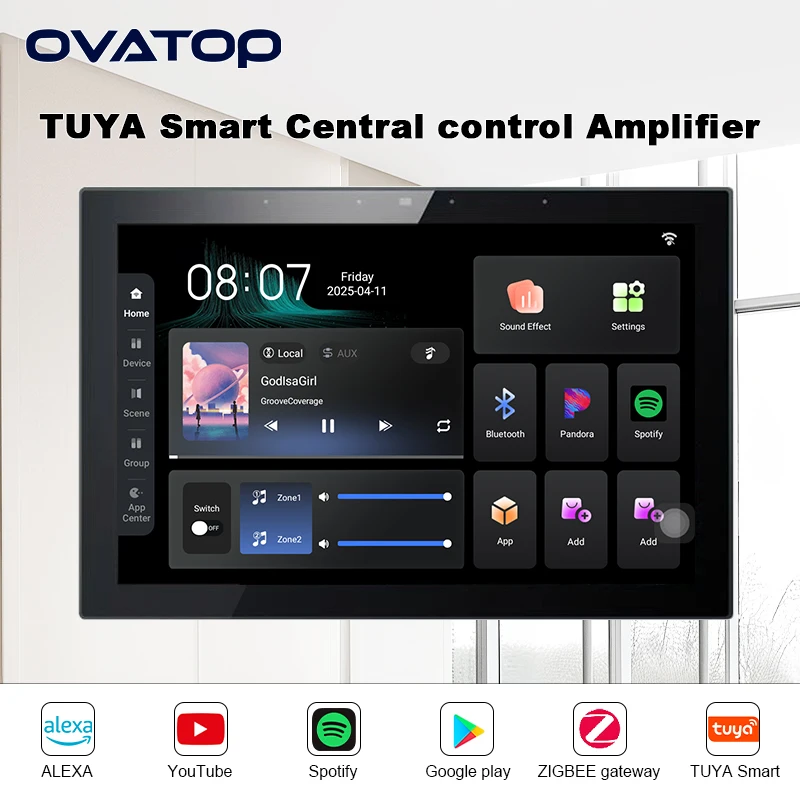 10 Inch Touch Screen TUYA ZIGBEE Smart Audio Wall Amplifier WIFI Android11 Bluetooth Music Control Panel 2+16G 8x30W Sound Syste