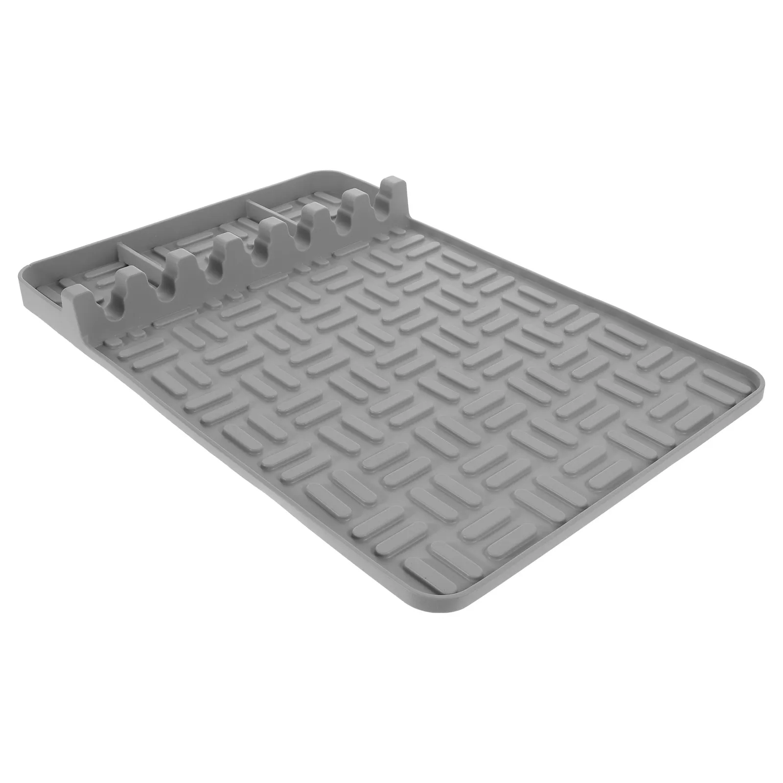 Silicone Grill Side Shelf Mat Heat Resistant Bbq Tool Rest Mat with Compartments for Spatulas Tongs Clips Spice Jars Kitchen