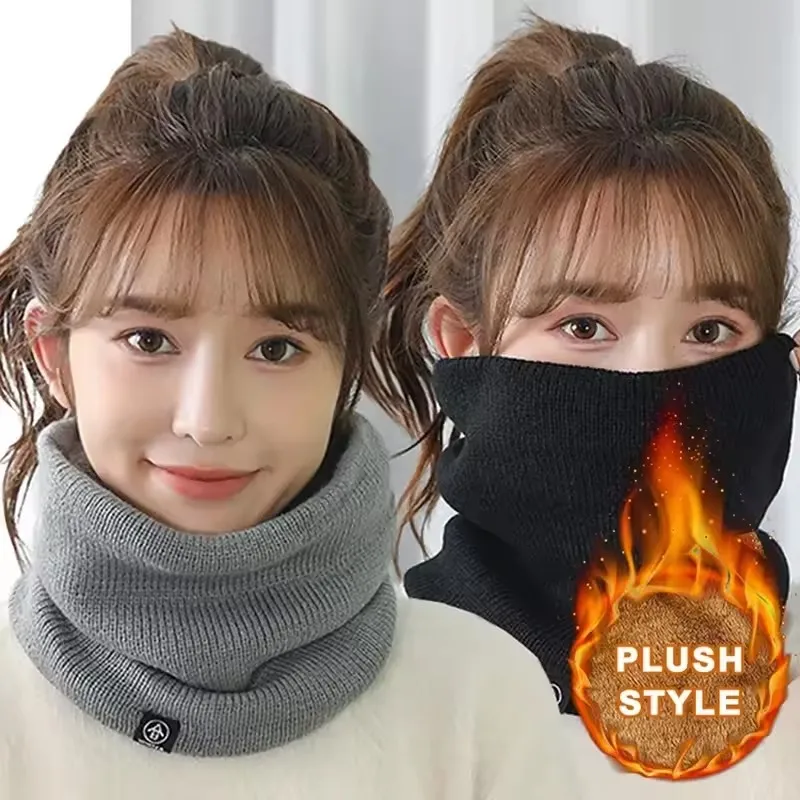 Fashion Soft Knitted Neck Warmer Sports Scarf Women Men Face Cover Winter Skating Running Hiking Scarves Thick Cold-Proof Collar