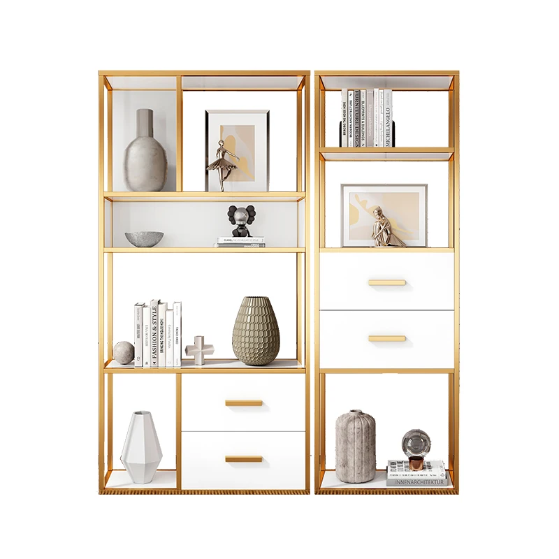 

Modern wabi-sabi wind bookshelf light luxury Italian bookcase office living room floor combination display shelf