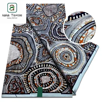 Nejnovější super velký africký vosk třpytky glam látka posypte bavlnou Ankara batik materiál pagne vosk zlatý potisk pro šití uniformy 8 nejlepší prodej rajčatová tkanina - №8