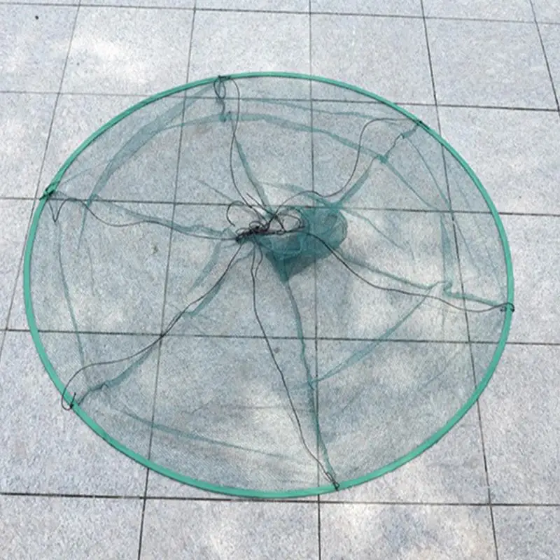 Pier Net Round Crab Hoop Net Fishing Bridge Net Drastring Portable Foldable Cast Nets For Dock Fishing Outdoor Fishing Lovers