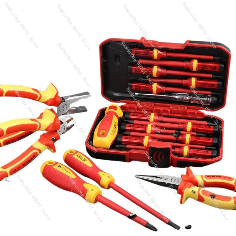 

R'deer Cross Word Electrical Insulation Screwdriver Set Germany VDE-9913 High Pressure Resistant Flat Pliers