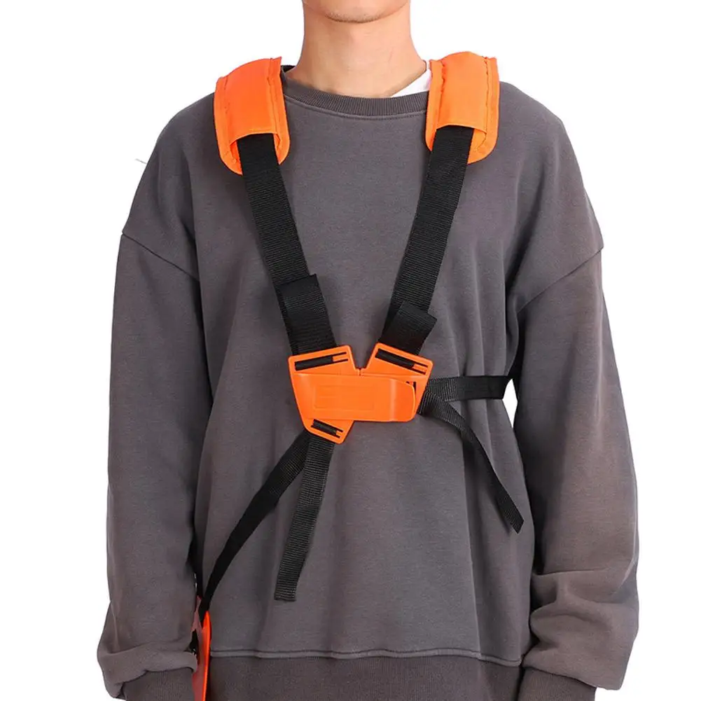 Double Shoulder Strap Grass Trimmer Brush Cutter Harness Belt Garden Power Pruner High-strength Wear-resistant Harness Orange