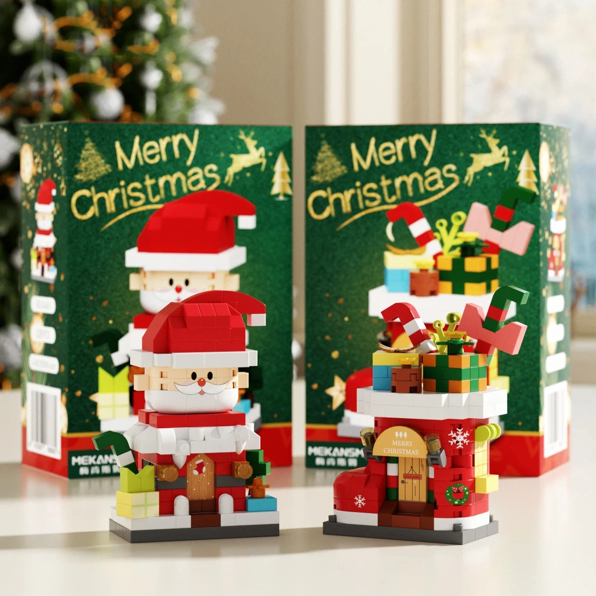33 نمط الكرتون سانتا كلوز ثلج متمنيا شجرة التفاح كاندي البيت اللبنات مدينة متوافق لتقوم بها بنفسك لعب هدايا الأطفال #2