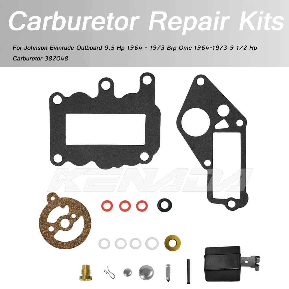 

For Johnson Evinrude Outboard 9.5 Hp 1964 - 1973 Brp Omc 1964-1973 9 1/2 Hp Carburetor 382048 Carburetor Repair Kits