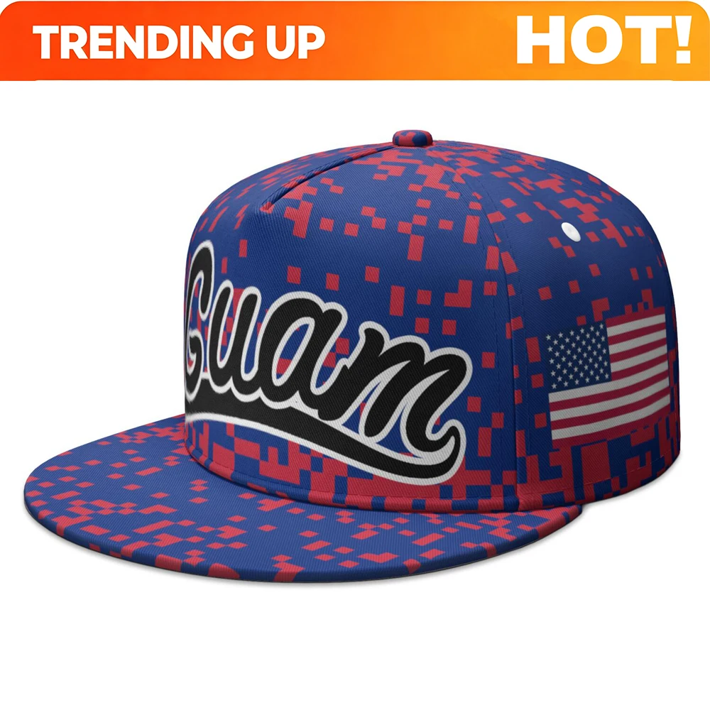 Guam Flat Brimmed Cap Free Custom Made Name Number Team Logo Hip-hop Hat Country Travel America Nation Us Flag Photo Headgear