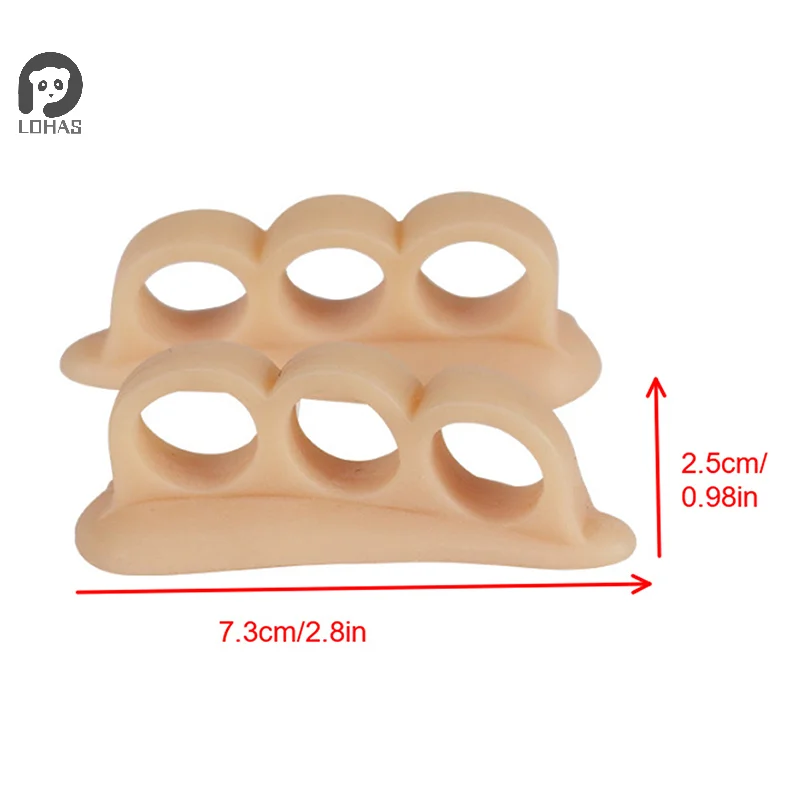 2개입 세 개의 구멍이 있는 실리콘 무지외반증 발 관리 교정기 정형외과 발가락 분리기 손가락 교정 스프레더 보호 패드