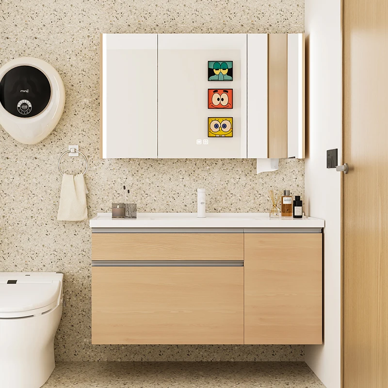 

Set Light Bathroom Cabinet Sink Mirror Modern Space Saving Bathroom Cabinet Toilet Floating Meuble Salle De Bain Furniture