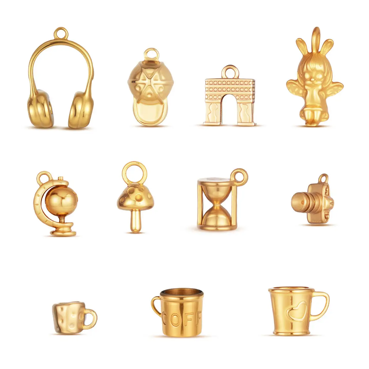 

5pcs Stainless Steel Earphones Hourglass Camera Coffee Cup Terrestrial Globe Pendant Charm Jewelry Making DIY Necklace Accessory