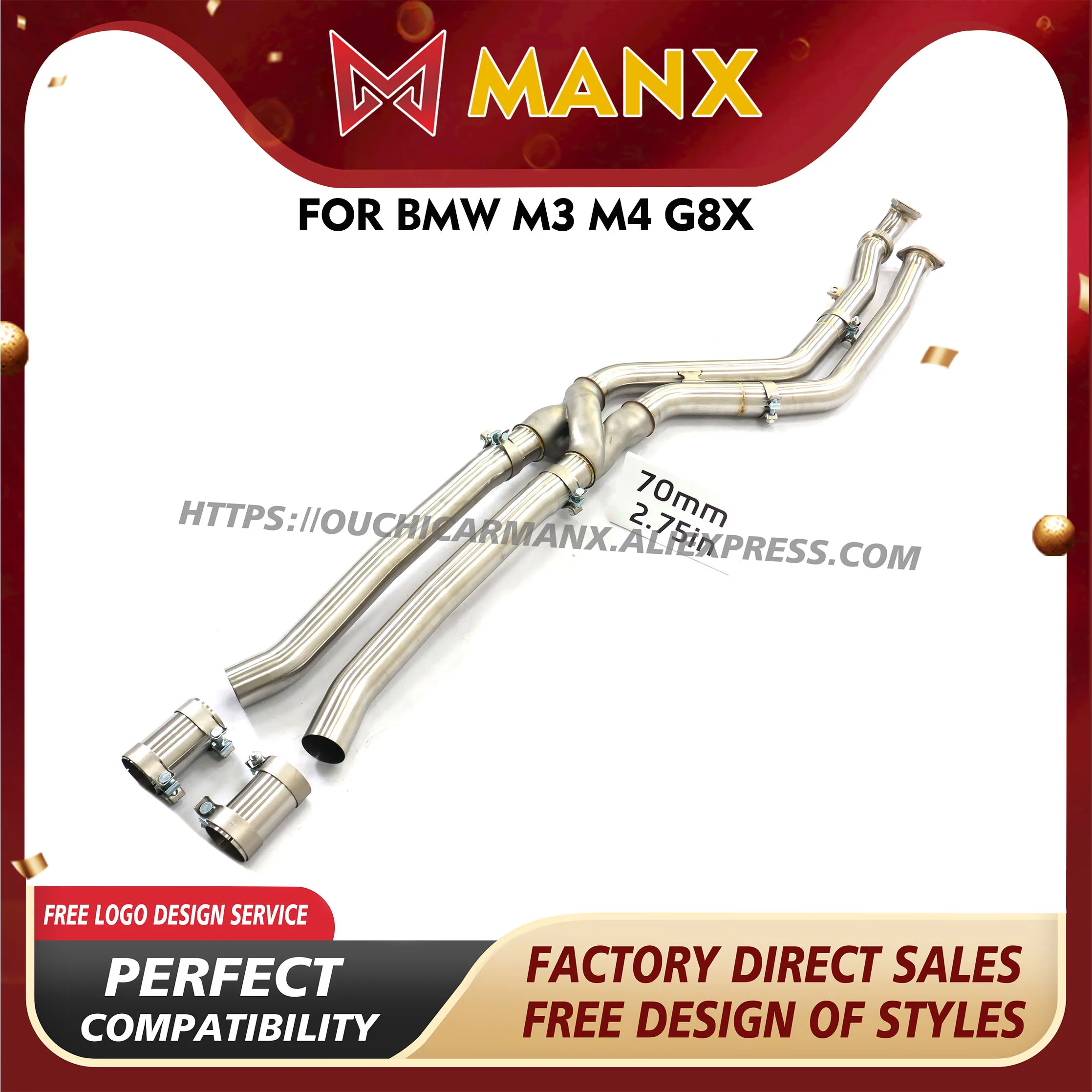 

for BMW M3 M4 Middle pipe G8X Exhaust system SS304 Replacement installation Z pipe High performance