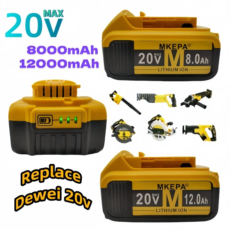 reemplace-la-bateria-de-litio-dewalt-20v-12ah-dewalt-dcb200-bateria-recargable-dcb206-dcb207-dcb204-bateria-de-herramienta-electrica-con-cargador