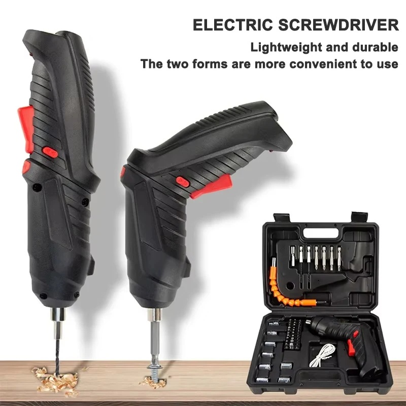 

27/47PCS Cordless Screwdriver Set with Rechargeable Lithium Battery Household Electric Drill Tool Kit for Maintenance Repair