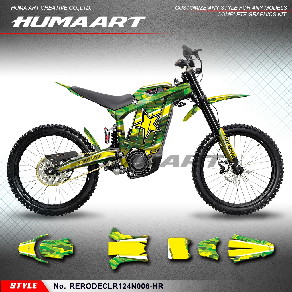 HUMAART Custom Graphics Sticker Kit Personalised Decals Racing Sticker Graphics Kit for Rerode R1 R 1 Electric Dirt Bike