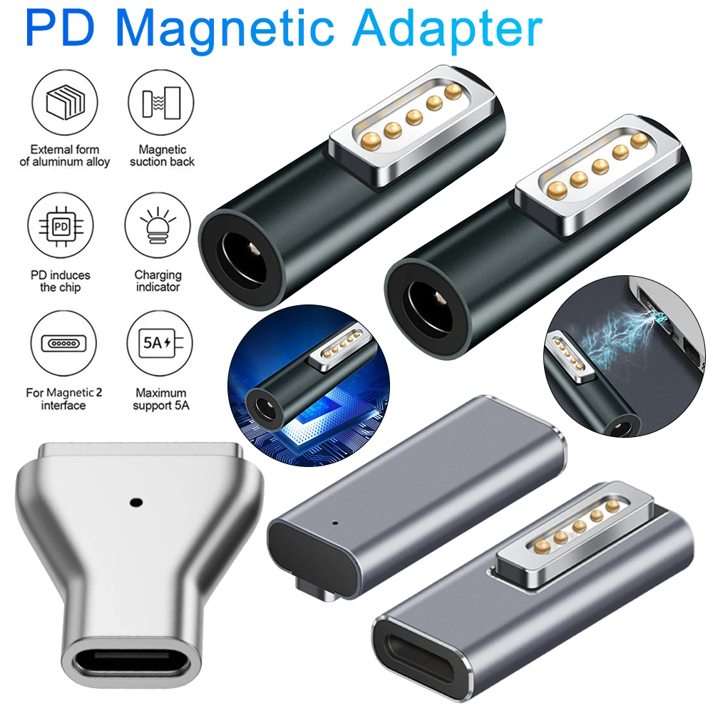 Type C Magnetic  Charging Adapter USB PD Adapter Laptop Charger Adapter PD Charger Adapter  For Magsafe1 2 3 MacBook Air Pro Led