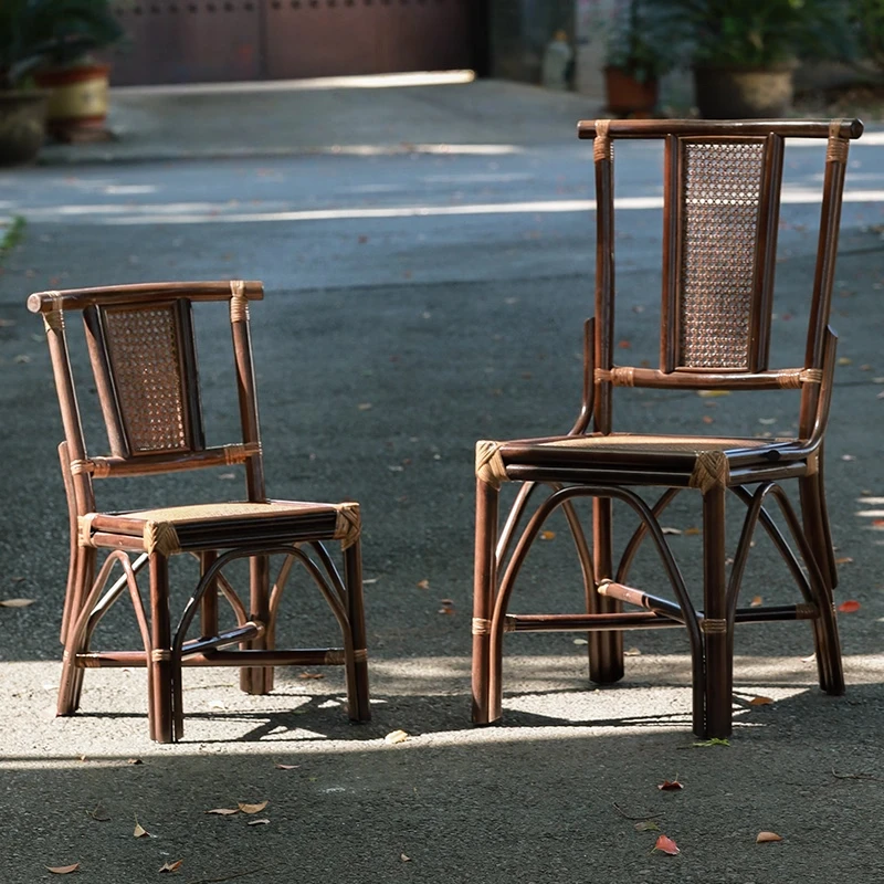 

Reinforced Natural Rattan Lounge Chair with Soft Woven Backrest & Padded Seat, Comfortable Indoor Outdoor Rocking Chair