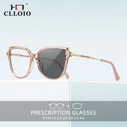 CLLOIO TR90 Women Anti blue Blocking Reading Eyeglass Fashion Oversize Cat Eye Frame Photochromic Prescription Optical Glasse