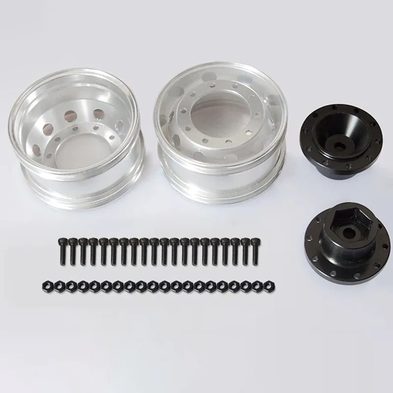 JDMODEL 2pcs Metal Simulation Front Wide Wheel Hub for 1/14 Tamiya RC Truck for SCANIA 770S R620 VOLVO BENZ Arocs MAN TGXCar