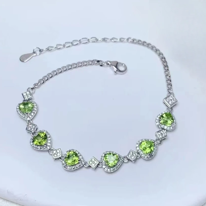 

VVS Grade Natural Peridot Bracelet for Girl 5mm Total 3ct Peridot 925 Silver Bracelet with 18K Gold Plated