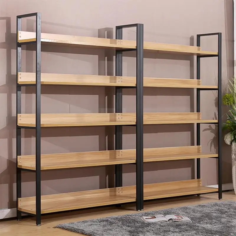 

Supermarket steel and wood shelves, cosmetics shelves, multi-layer iron art floor bookshelves, wholesale shoe stores