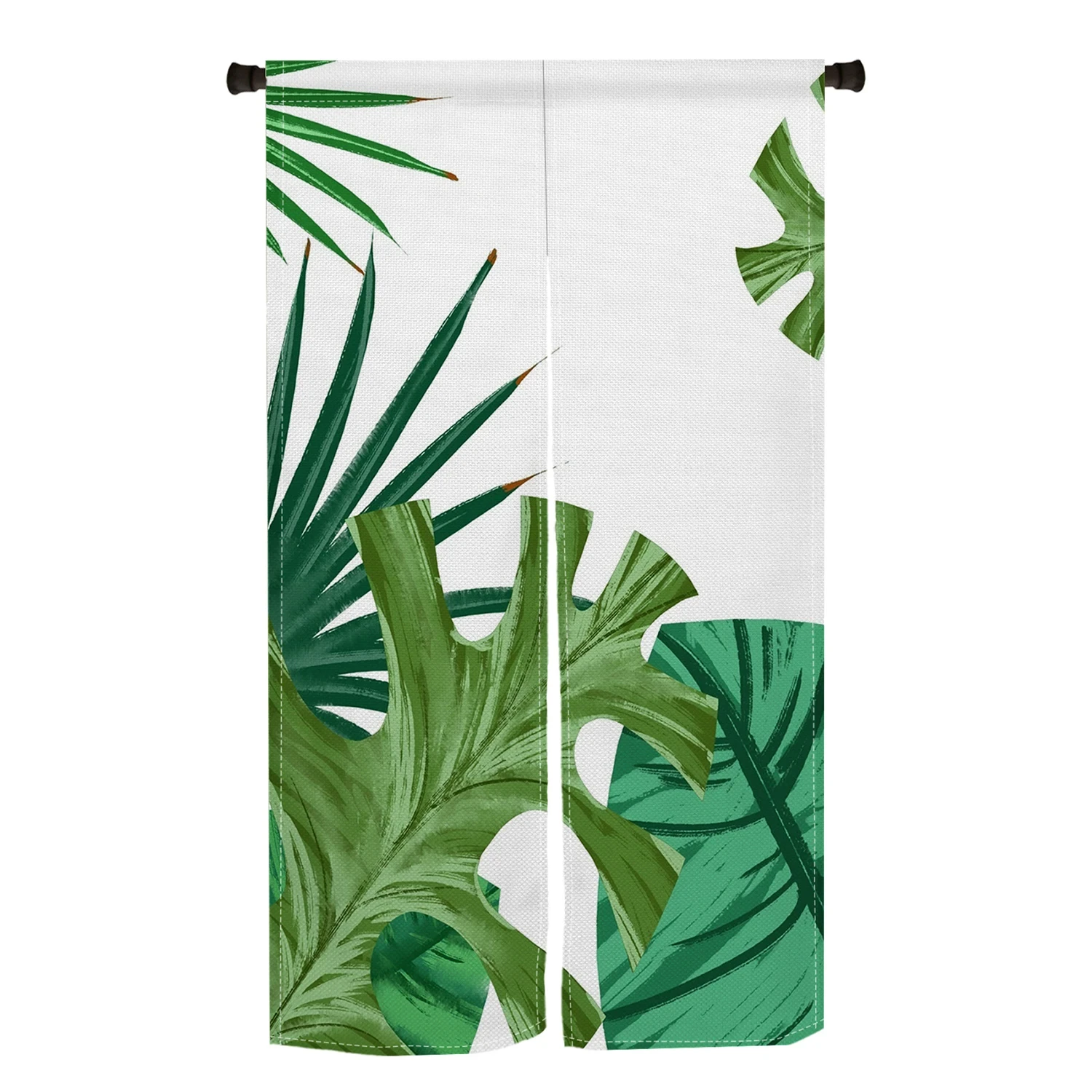 Japanese Noren Door Curtain Kitchen Partition Decorative Door Green Plant Simple Curtains Cafe Restaurant Decor Half Linen Noren