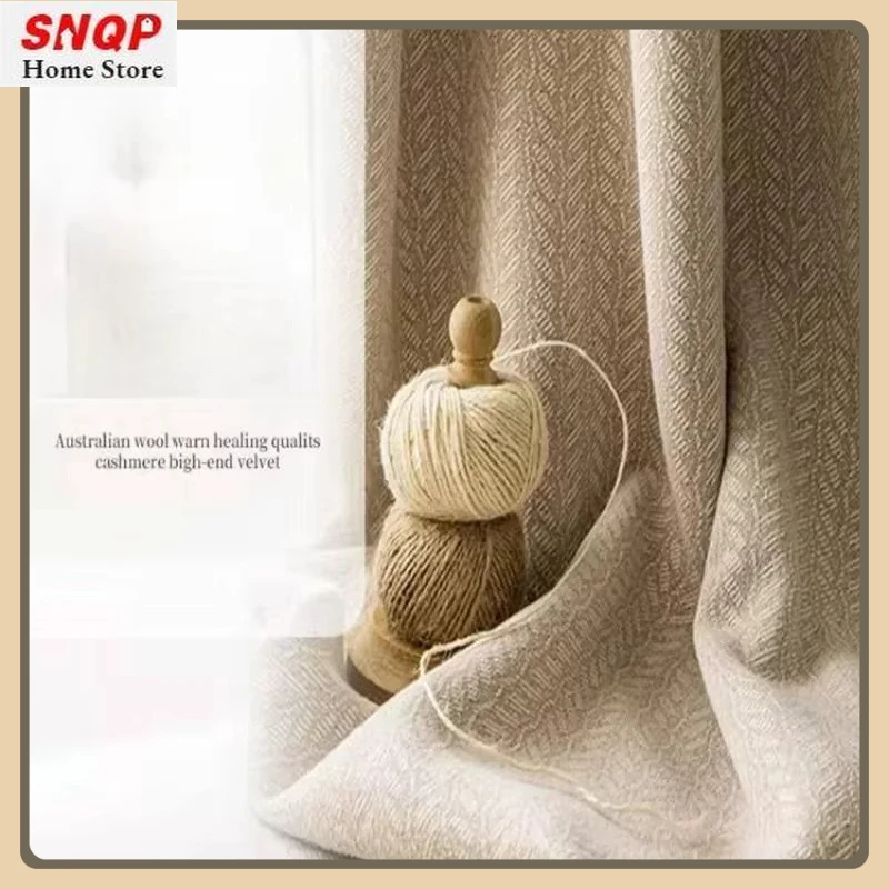 Modern Fashion Chenille Luxury Curtains for Living Room Bedroom Blackout Wheat Texture Thick Fabric Cotton Linen Tulle Window